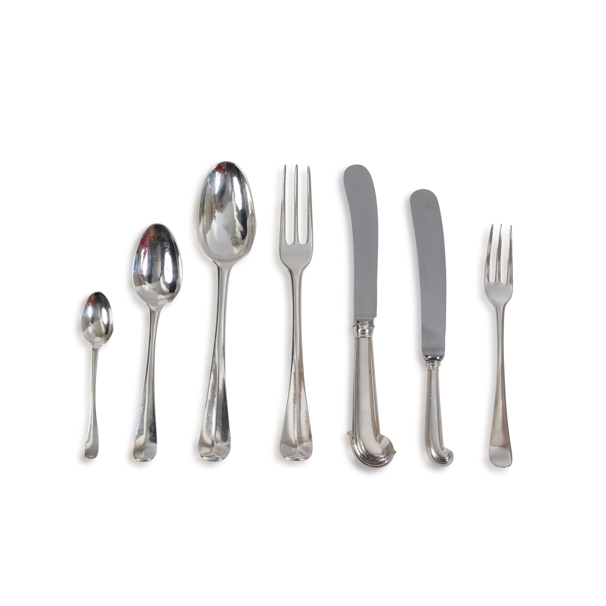 An Assembled Irish Silver Old English Pattern Flatware Service, Dublin, 1735 and Circa - Image 2 of 5