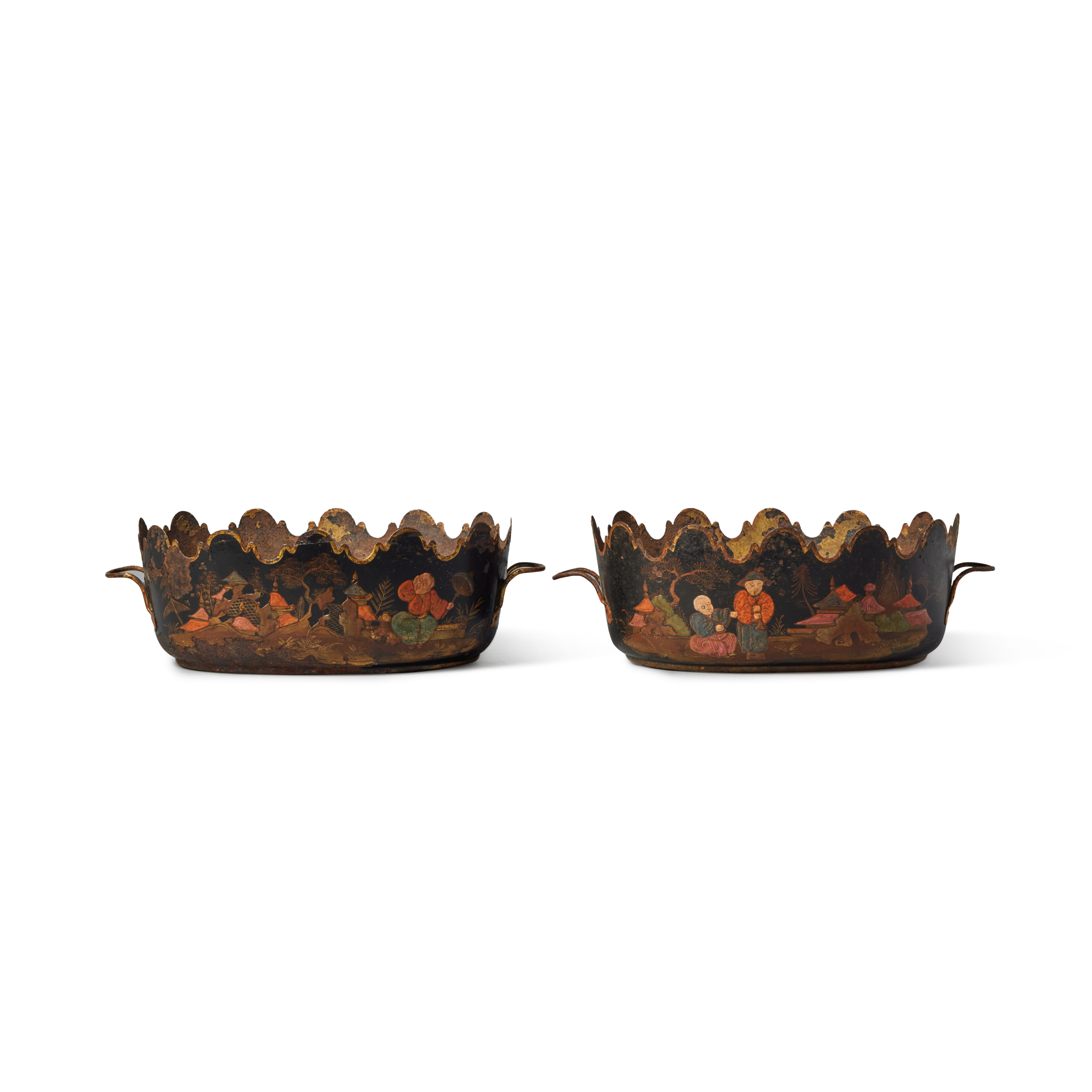 A Pair of Louis XVI Tôle-Peinte Two-Handled Verrieres, 18th/19th Century - Image 3 of 3