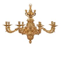 A Louis XIV Gilt-Bronze Eight-Light Chandelier after designs published by Daniel Marot, early 18th C