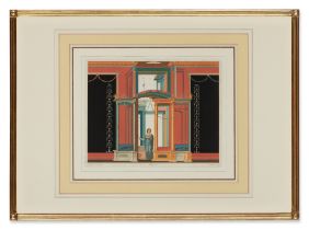 A Set of Fourteen Framed Hand-Colored Lithographs of Pompeiian Interiors by Niccolini, Circa 1870