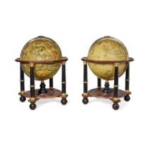 A Pair of Large Celestial and Terrestrial 42 1/2 Inches Library Globes after Vincenzo Coronelli, by