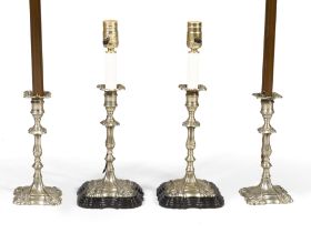 Two Pairs of Chinese Export Paktong Candlesticks, Mid 18th Century