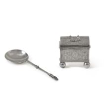 A Dutch Silver Marriage Casket and Apostle Spoon, Friesland, late 17th century and Circa 1700