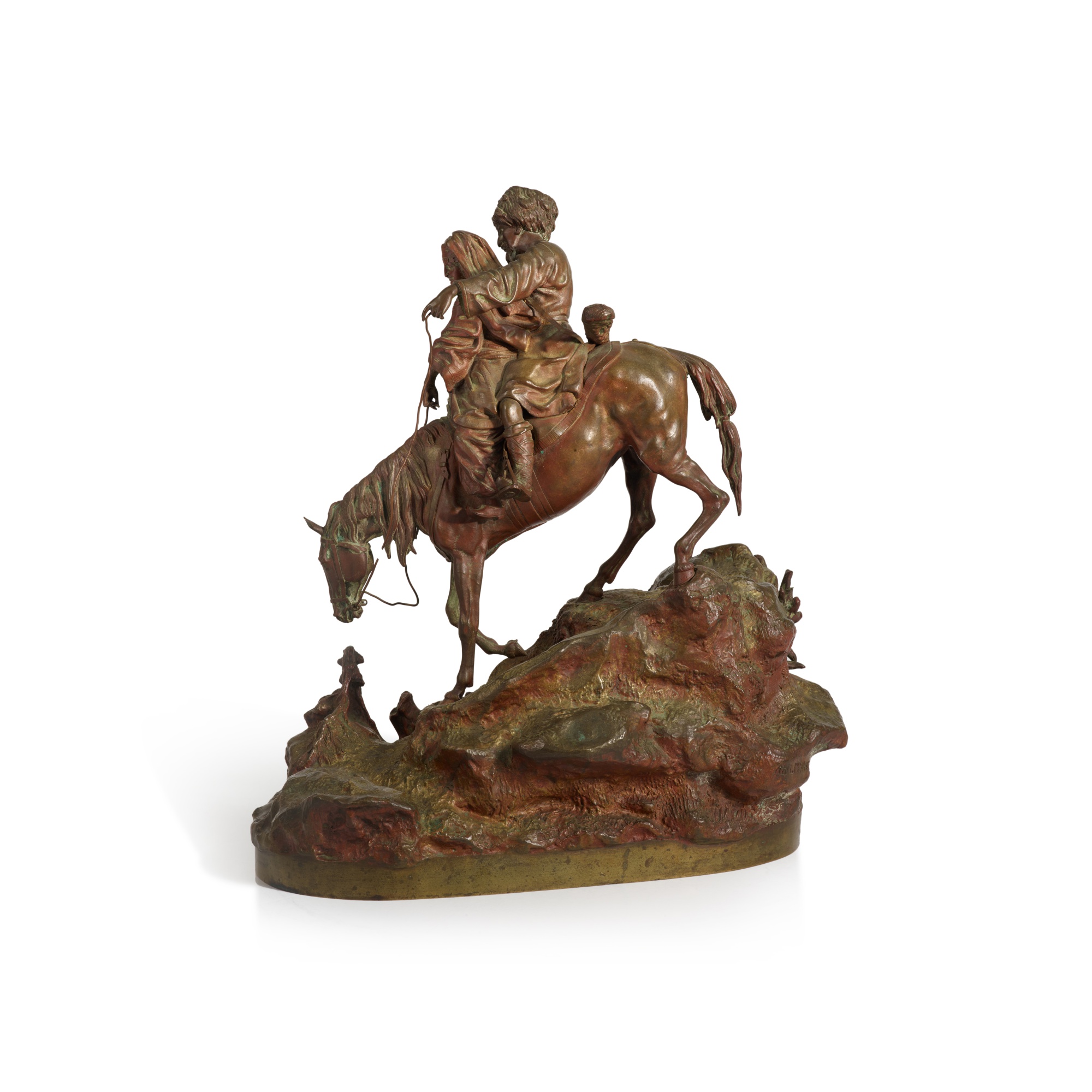 A Cossack and his Sweetheart: a bronze figural sculpture, cast by Woerffel, Grachev, St Petersburg,  - Image 3 of 6
