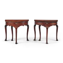 A Near Pair of George II Mahogany Demilune Tea Tables, Circa 1740