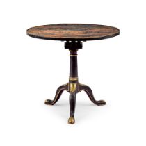 A George II Chinese Export Gilt and Black Lacquer Tripod Table, Mid-18th Century