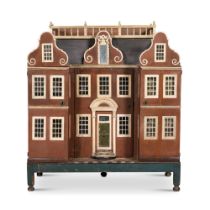 A Rare Queen Anne Polychrome Painted Oak and Pine Child's Wardrobe in the form of a 17th-Century Ang