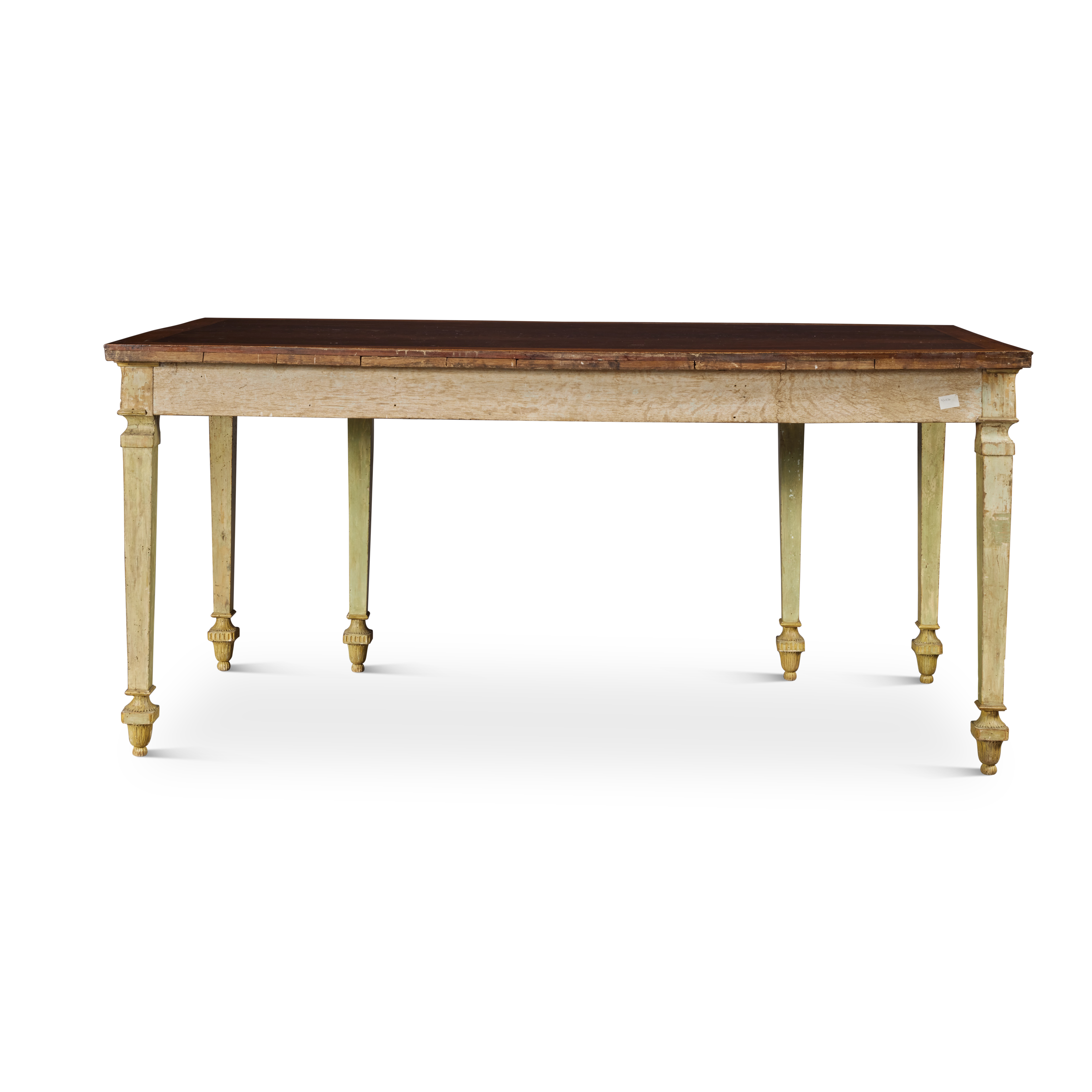 A George III Green Painted and Parcel-Gilt Side Table with a Satinwood and Tulipwood-Banded Sabicu T - Bild 5 aus 5