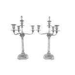 A Pair of Victorian Silver Four-Light Candelabra, West & Son, London, 1893