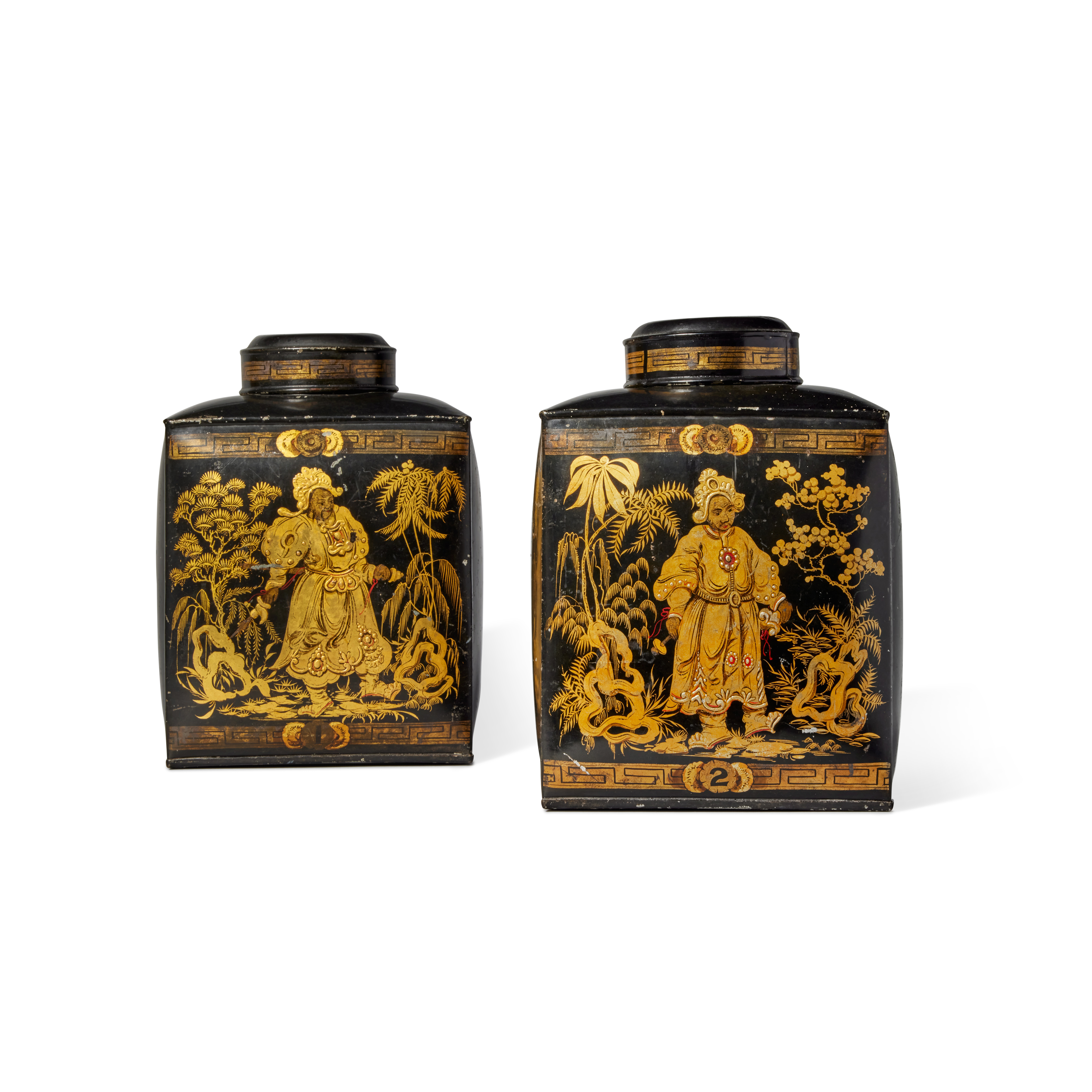 A Pair of Early Victorian Tôle Peinte Tea Canisters and Covers, Circa 1840 - Image 2 of 4