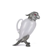 A Victorian Silver-Mounted Glass Cockatoo Claret Jug, William Leuchars & Sons, London, 1881