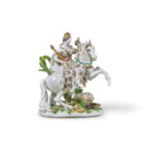 A Meissen Allegorical Equestrian Figure Emblematic of Europe, Circa 1750