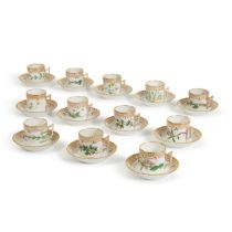 Twelve Royal Copenhagen &#8216;Flora Danica&#8217; Coffee Cans and Twelve Saucers, Modern