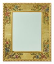 A Reverse-Painted and Gilt Rectangular Mirror, 20th Century