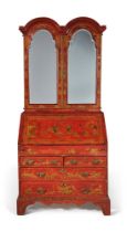 A George I Scarlet Japanned Bureau Cabinet, Circa 1720