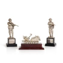 Two English Silver Soldiers and a Tank, Garrard & Co. Ltd., London, 1986 and 1987