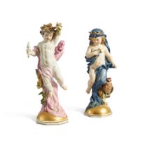 A Pair of Meissen Figures Emblematic of Night and Day, 19th Century