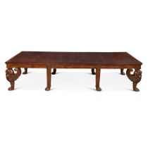 An English Mahogany Concertina-Action Extending Dining Table, 19th Century and Later, with Four Addi