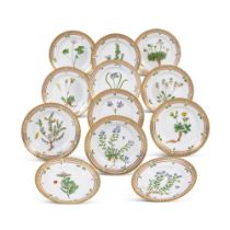 Twelve Royal Copenhagen &#8216;Flora Danica&#8217; Bread And Butter Plates, Modern