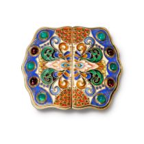 A gem-set, silver-gilt and cloisonn&#233; enamel belt buckle, workmaster Feodor R&#252;ckert, Moscow