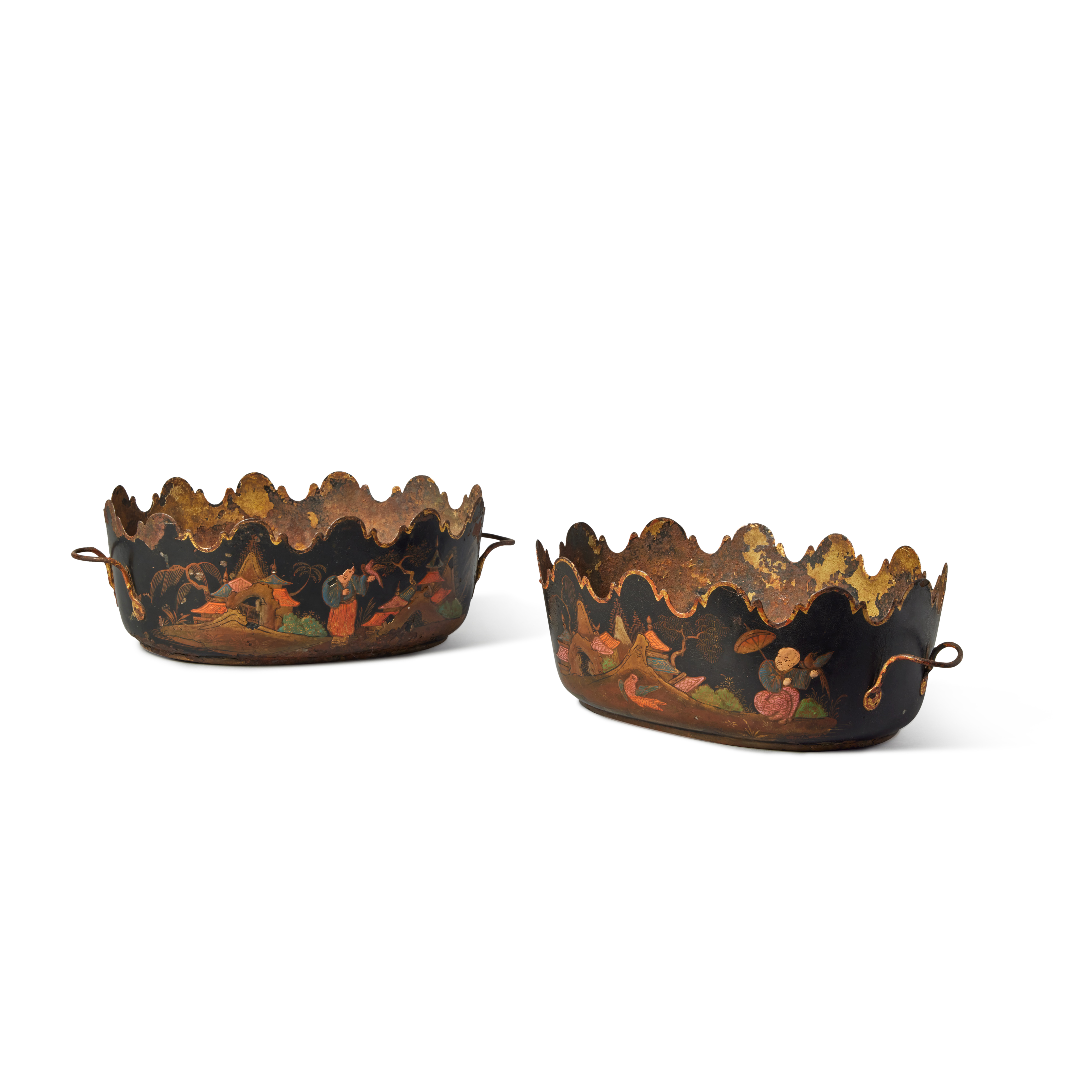 A Pair of Louis XVI Tôle-Peinte Two-Handled Verrieres, 18th/19th Century - Image 2 of 3