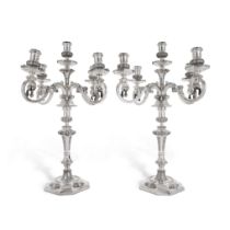 A Pair of English Silver Five-Light Candelabra, Vincci Ltd., London, 1990