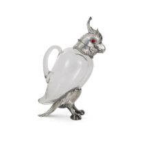 A Victorian Silver-Mounted Glass Cockatoo Claret Jug, Alexander Crichton, London, 1882