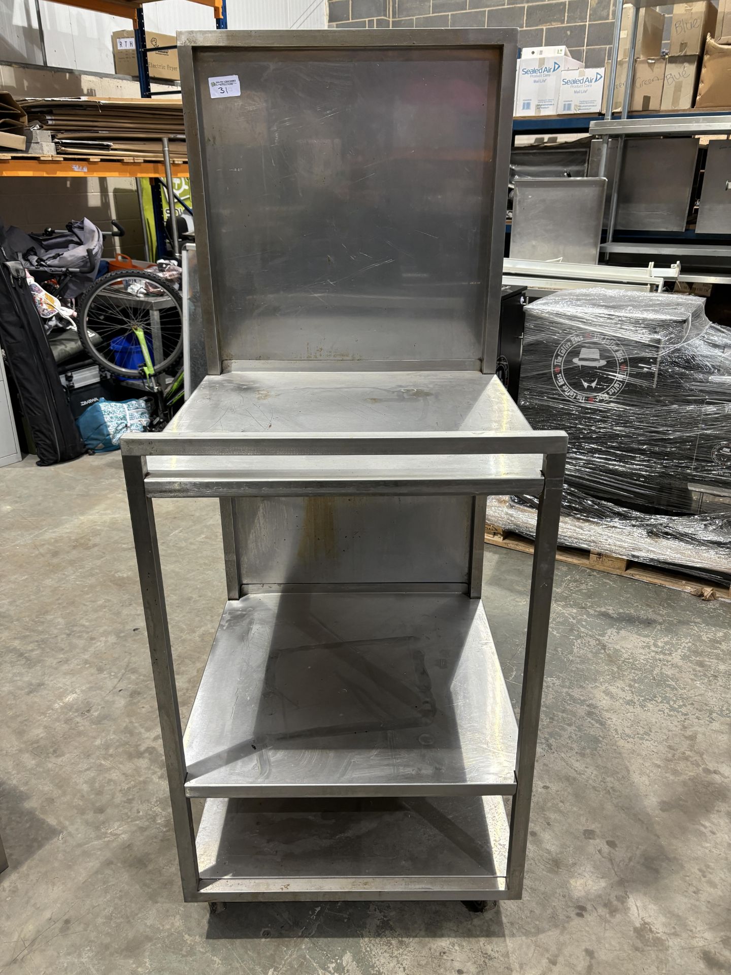 High Stainless Steel Table on Wheels