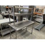 Stainless Steel Table with 2 Tier Overhead Shelving