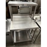Stainless Steel Table with Overhead Shelf