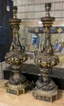 PAIR OF IRISH VICTORIAN BRONZE TABLE LAMPS - 69 CMS (H) APPROX