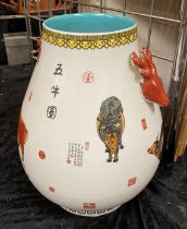 CHINESE PORCELAIN VASE WITH BUFFALO - 33 CMS (H) APPROX