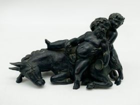 ATTRIBUTED TO FRANCESCO BERTOS 1678-1741 BRONZE FIGURINE IN STYLE OF THE DRUNKEN SILENUS