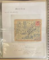 FOLDER WITH SELECTION OF VARIOUS SOUTH AFRICA POSTAL HISTORY ITEMS