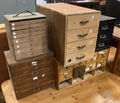 A COLLECTION OFF INDEX DRAWERS, BOXES ETC (A/F)