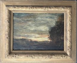 JAMES LAWTON WINGATE (1846-1924). OIL ON BOARD. “SUNSET”. SIGNED.