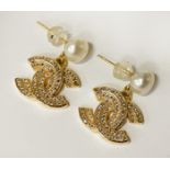 GOLD PLATED ON SILVER CHANEL STYLE EARRINGS