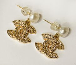 GOLD PLATED ON SILVER CHANEL STYLE EARRINGS