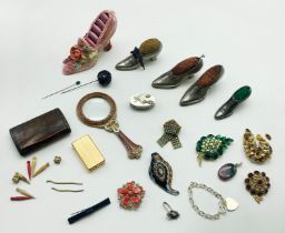 INTERESTING ITEMS COLLECTION INCLUDING PIN CUSHION, LIGHTER