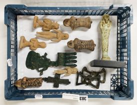 INTERESTING COLLECTION TO INCLUDE SHABTI AXE HEAD & OTHER ANTIQUE ODDITIES