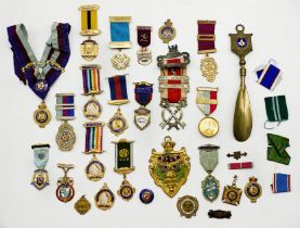 QUANTITY OF MOSTLY MASONIC MEDALS SOME HALLMARKED SILVER