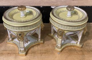 PAIR OF PORCELAIN LIDDED POTS