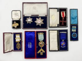 SIX CASED MASONIC MEDALS + 1