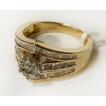 14CT GOLD DIAMOND CLUSTER RING SIZE O - 5.9 GRAMS APPROX