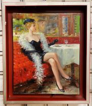 AFTER VLADIMIR PETROV OIL ON CANVAS - SOPHISTICATED LADY 27CM X 22CM