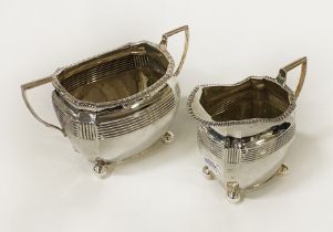 H/M SILVER CREAMER & DOUBLE HANDLED POT - 10 IMP OZS APPROX