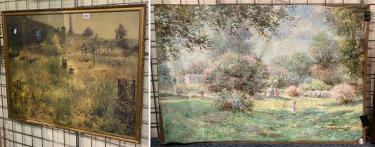 TWO EARLY OILS OF PARK DEPICTION ONE IS SIGNED BY ARTIST,STENKA, RAZIZ