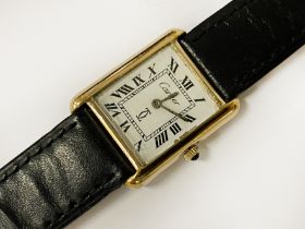 CARTIER TANK GENTS WATCH 18K GOLD PLATED 20 X 30MM FACE (MANUAL)