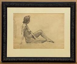 YAKOV KHIMOV 1914-1991 SEATED MODEL (1960s) CHARCOAL ON PAPER 20CM X 28CM