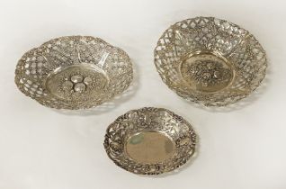 800 GRADE SILVER PIERCED DISHES 15OZS APPROX